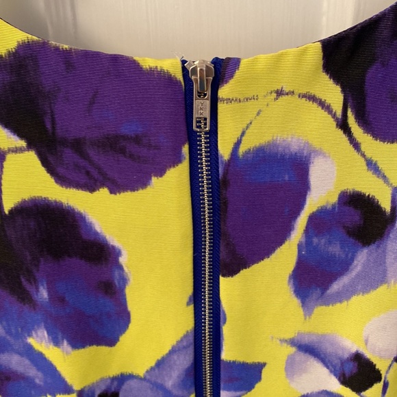 Milly Yellow & Purple Floral Dress - Size 4 - Picture 7 of 8